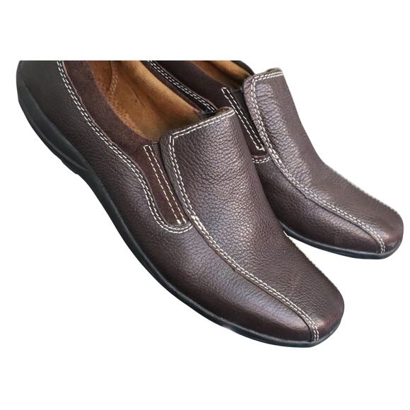 Natural Soul Naturalizer LEATHER Driving Loafer Flat Women Dark Brown 7.5 Square - Picture 1 of 9